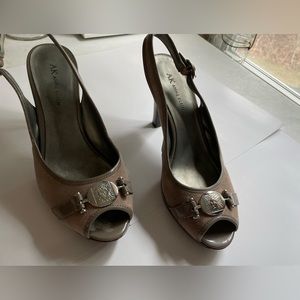 Anne Klein beige sling backs